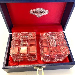 David Orgell lead crystal rare pair of beautiful candle holders NWOT